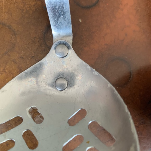 VINTAGE CUTCO 12 13 15 SLOTTED STAINLESS STEEL BROWN HANDLE SERVING SPOON LADEL - Picture 11 of 13